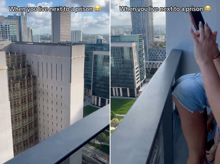 Dos chicas le alegran el día a los presos de la cárcel que tienen frente a su terraza. 3 dos chicas le alegran el dia a los presos de la carcel que tienen frente a su terraza