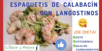 III▷ Receta de Espaguetis de Calabacín con Langostinos ✅ Dieta Keto o Cetogénica ⭐️