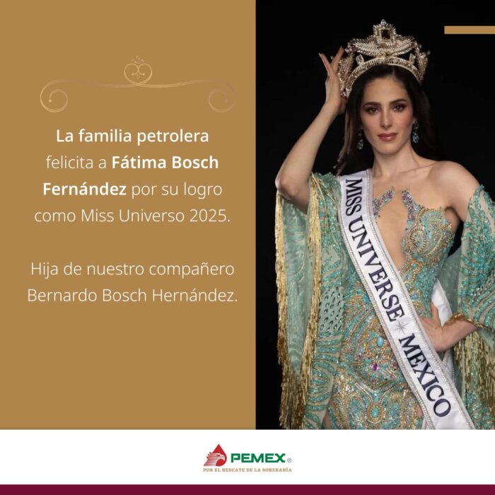 Pemex aclara felicitación a Fátima Bosch y se deslinda de vínculos con Miss Universo 3 Pemex aclara felicitacion a Fatima Bosch y se deslinda de