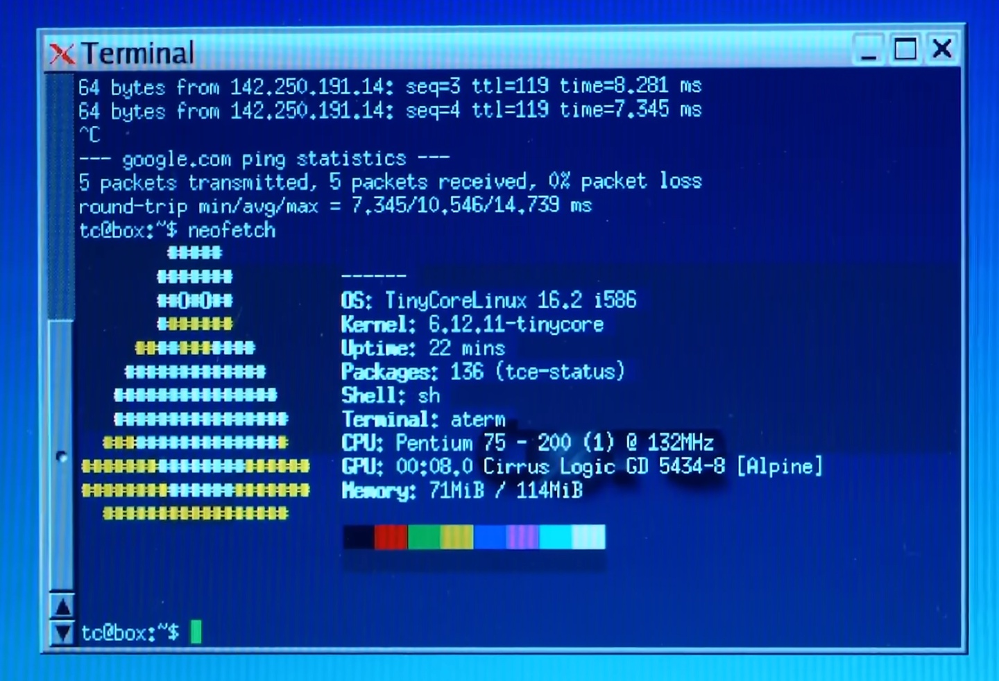 Una distro Linux moderna en un Pentium 133