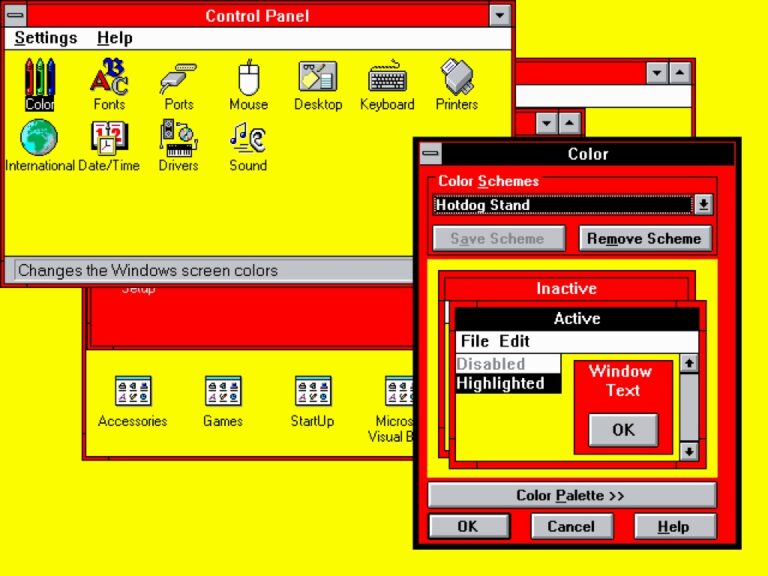 La historia de Hotdog Stand, el esquema de color más caótico de Windows 3.1 1 La historia de Hotdog Stand, el esquema de color más caótico de Windows 3.1